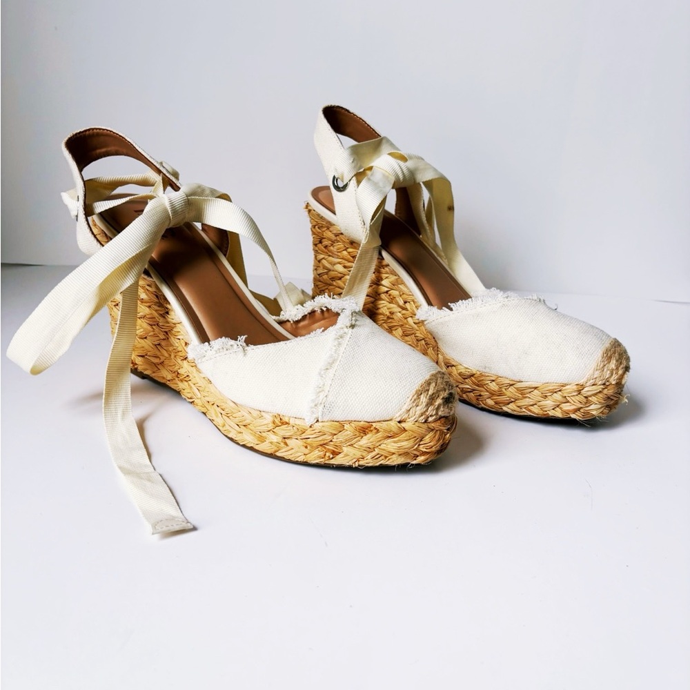 High Wedge Espadrilles with Ankle Tie Strap